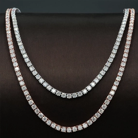 3 or 4mm Diamond Tennis Chain Necklace | S925 | Moissanite Feminine Glow