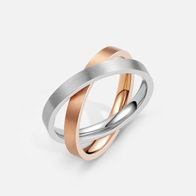 Festive Accent Outdoor Style 3mm Flat Plain Matte Finish Two-Tone Couple Men's Wedding Band