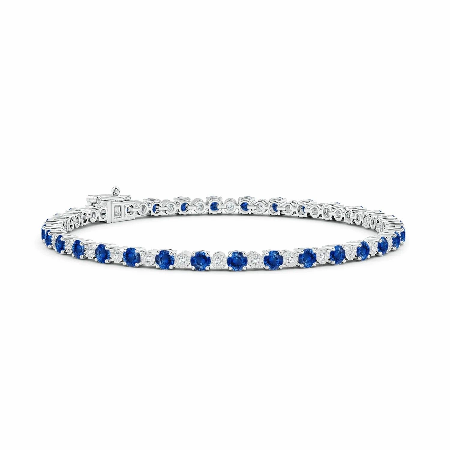 Finest Touch Dazzling Charm 4.8 CT. Sapphire and Brilliant Moissanite Tennis Bracelet