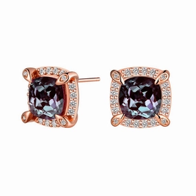 Custom Jewelry Chic Fusion 4 Ctw Cushion Cut Alexandrite Moissanite Pave Stud Earrings