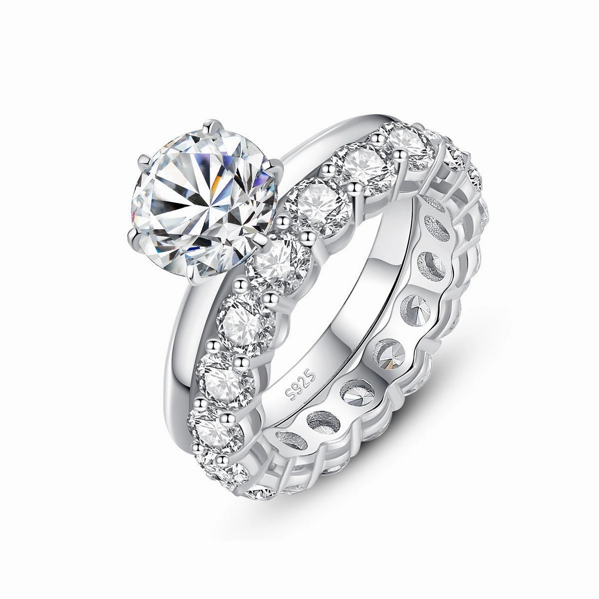 4 CTW Engagement Ring & Band Set | S925 | Moissanite Timeless Sparkle Red Tone