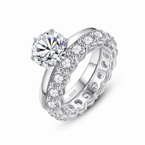 4 CTW Engagement Ring & Band Set | S925 | Moissanite Timeless Sparkle Red Tone