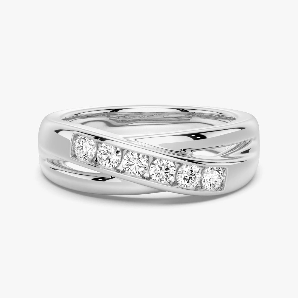 Fashion Accessory 5mm Crossover Channel Set Moissanite Men's Wedding Band