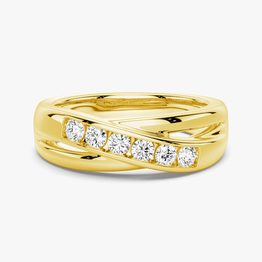 5mm Crossover Channel Set Moissanite Men's Wedding Band Sleek Style