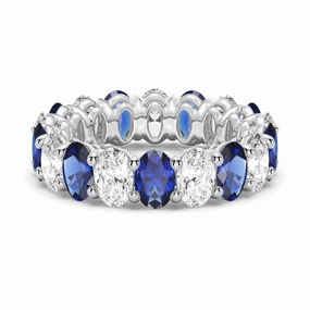 Artisan Edge 6.6 CT. Lab Grown White Sapphire with  Blue Sapphire Gemstone Band