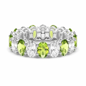 Polished Accessory Fresh Sparkle 6.6 CT. Lab Grown White Sapphire with Green Peridot Gemstone Band
