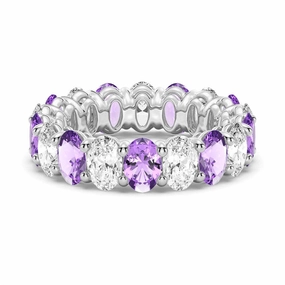 Stylish Touch 6.6 CT. Lab Grown White Sapphire with Purple  Amethyst  Gemstone Band