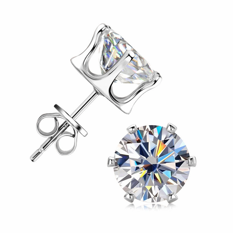 6-Prong Round Brilliant Stud Earrings | S925 | Moissanite Shine Appeal Fashion Pop