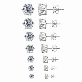6-Prong Round Brilliant Stud Earrings | S925 | Moissanite Exclusive Touch Charming Radiance