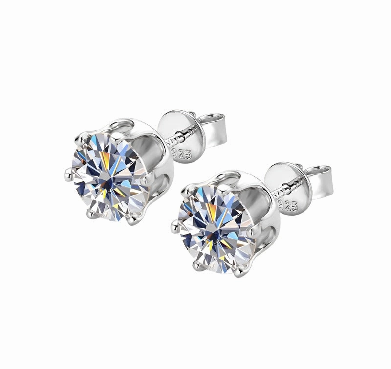6-Prong Round Brilliant Stud Earrings | S925 | Moissanite Sparkling Jewelry Modern Statement