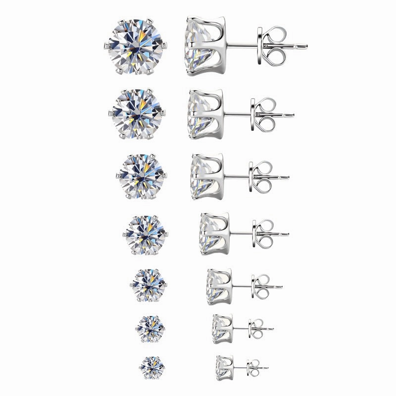 6-Prong Round Brilliant Stud Earrings | S925 | Moissanite Exclusive Touch Charming Radiance