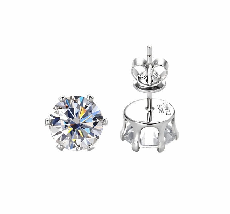 Photo Look 6-Prong Round Brilliant Stud Earrings | S925 | Moissanite