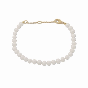 7.5-9" Adjustable White Freshwater Pearl Bracelet in Gold - 4.5-5mm Stylish Sparkle