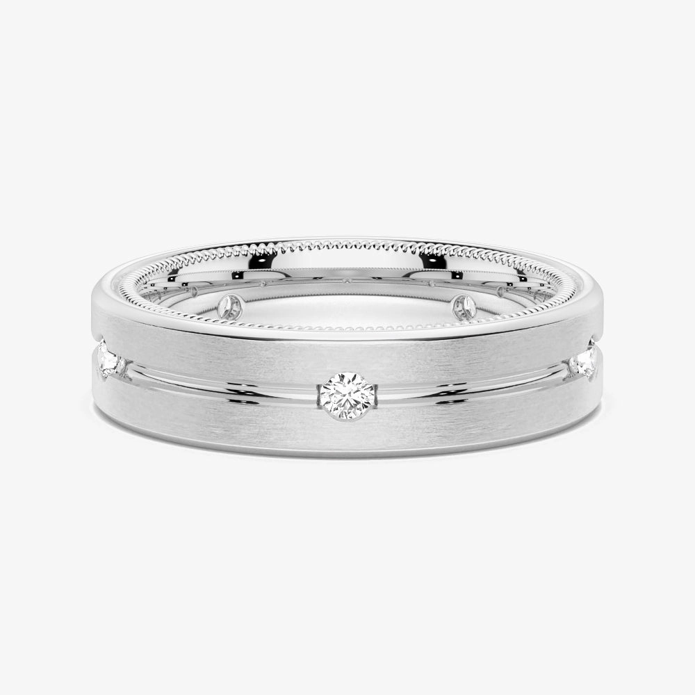 Shining Design 7.5mm Two Tone Matte Finish Moissanite Men's Wedding Band