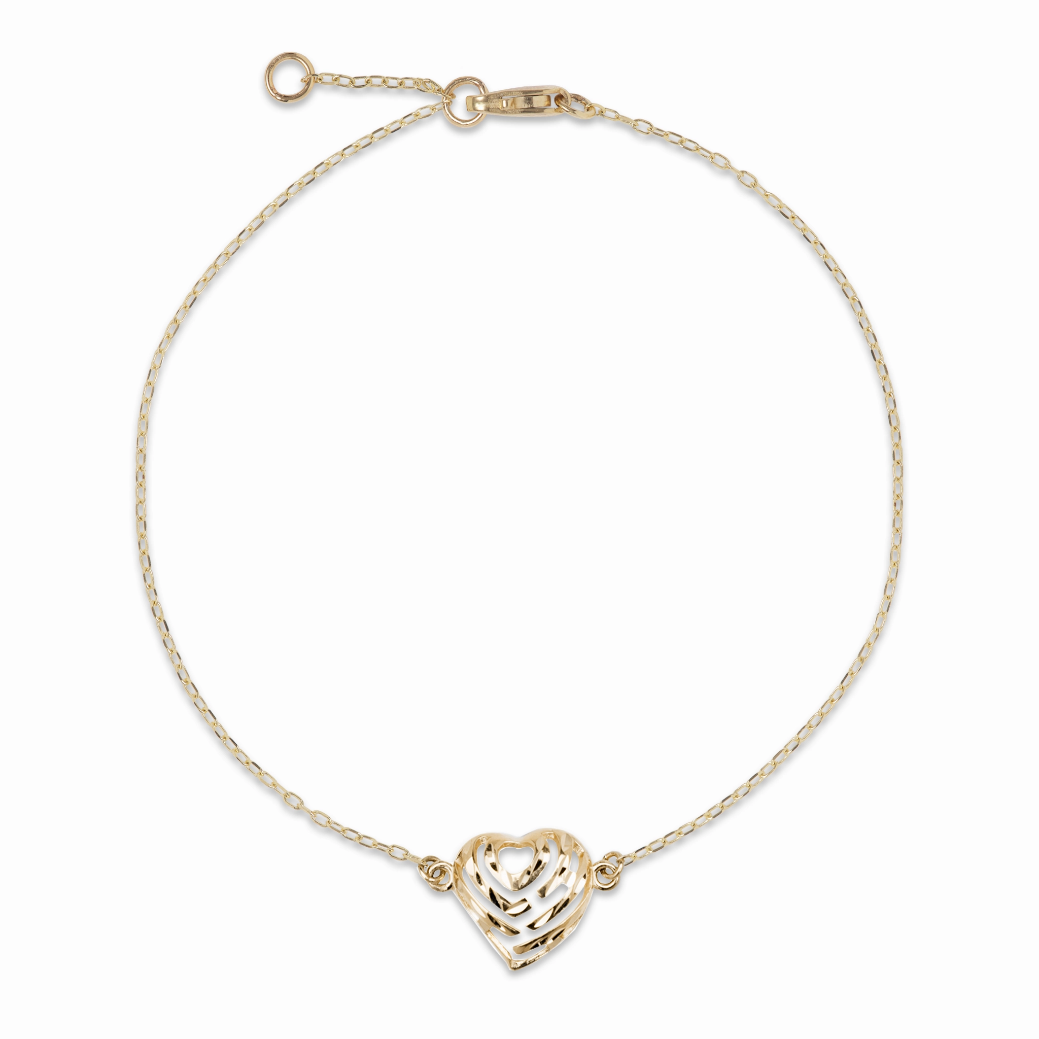 Custom Gifts 7-7.5" Adjustable Aloha Heart Bracelet in Gold - 11mm