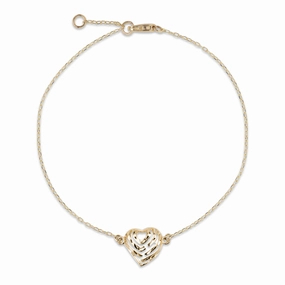 Custom Gifts 7-7.5" Adjustable Aloha Heart Bracelet in Gold - 11mm