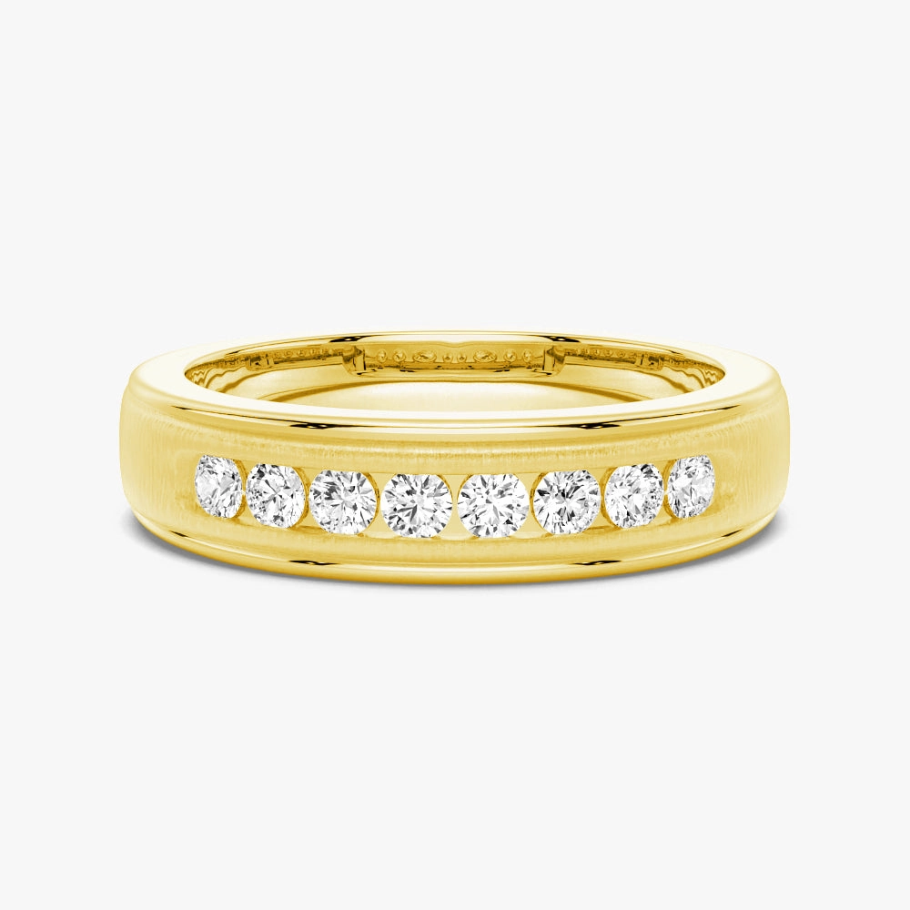 Stunning Piece Soft Highlight 7mm Brush Finish Channel Set Moissanite Men's Wedding Band