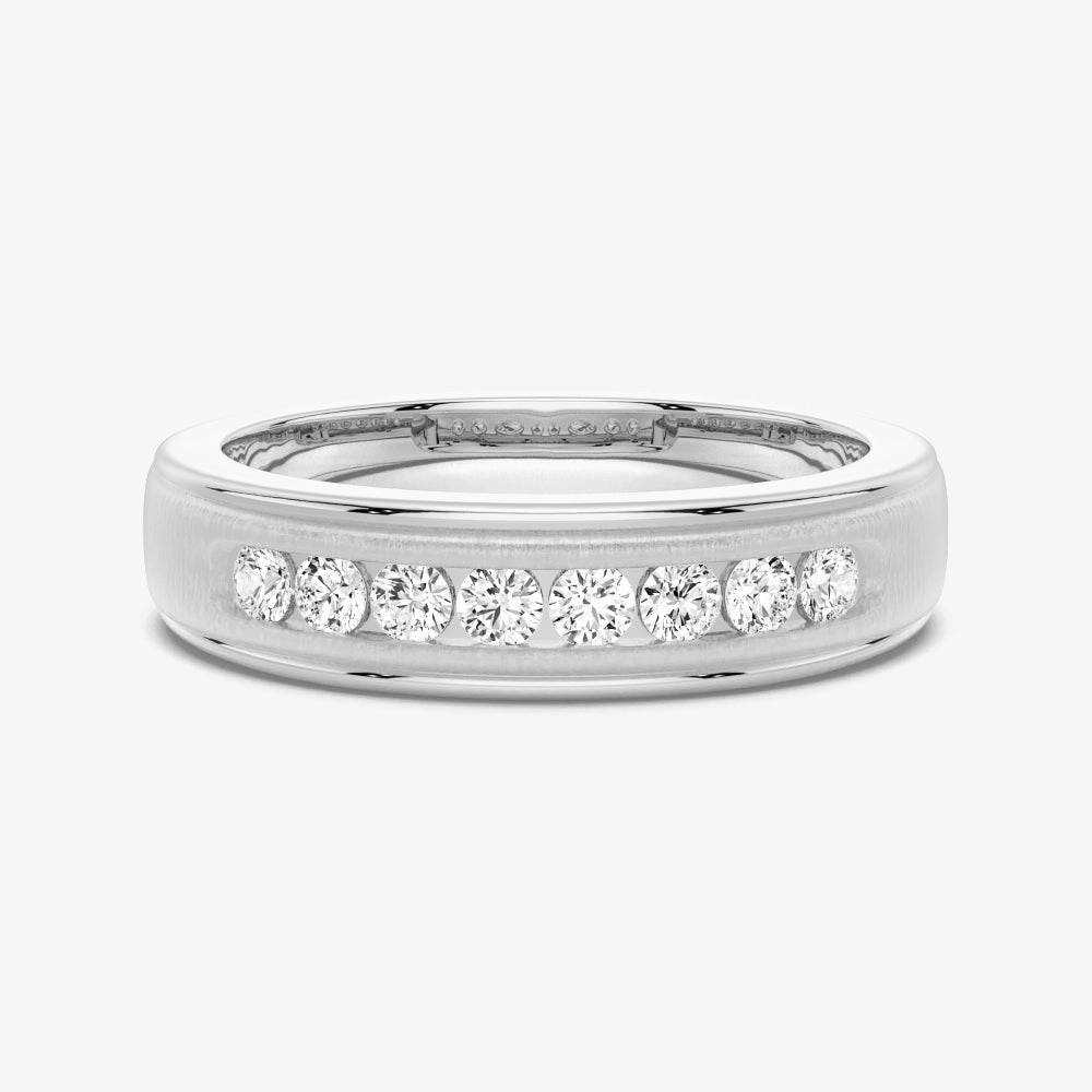 Fashion Appeal 7mm Brush Finish Channel Set Moissanite Men's Wedding Band