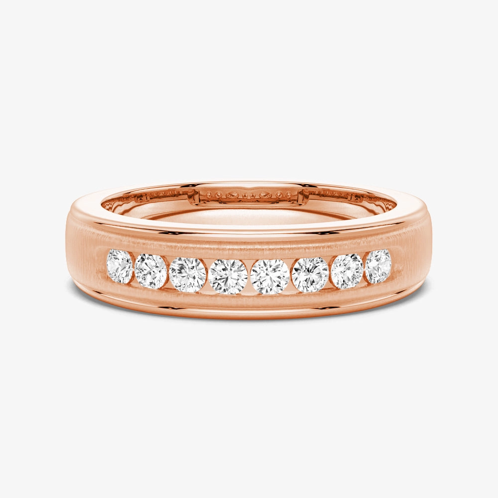 7mm Brush Finish Channel Set Moissanite Men's Wedding Band Glittering Details