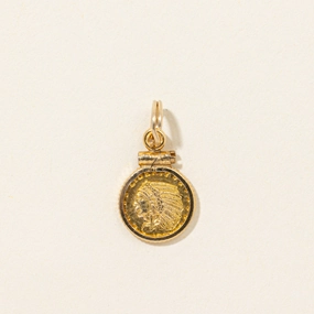 Bold Designs Unique Sparkle 8k & 22k Yellow Gold American Quarter Coin Charm