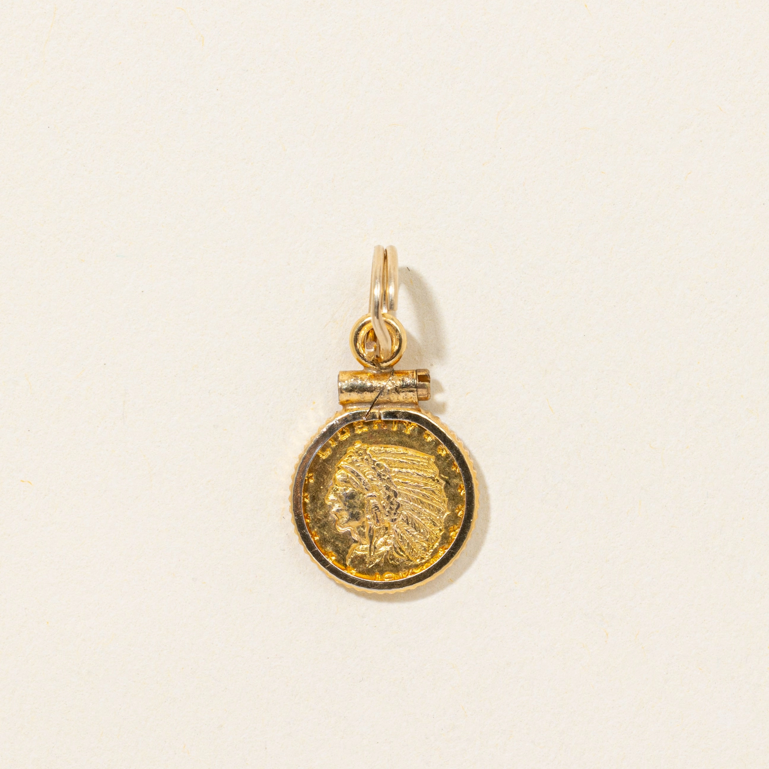 Bold Designs Unique Sparkle 8k & 22k Yellow Gold American Quarter Coin Charm