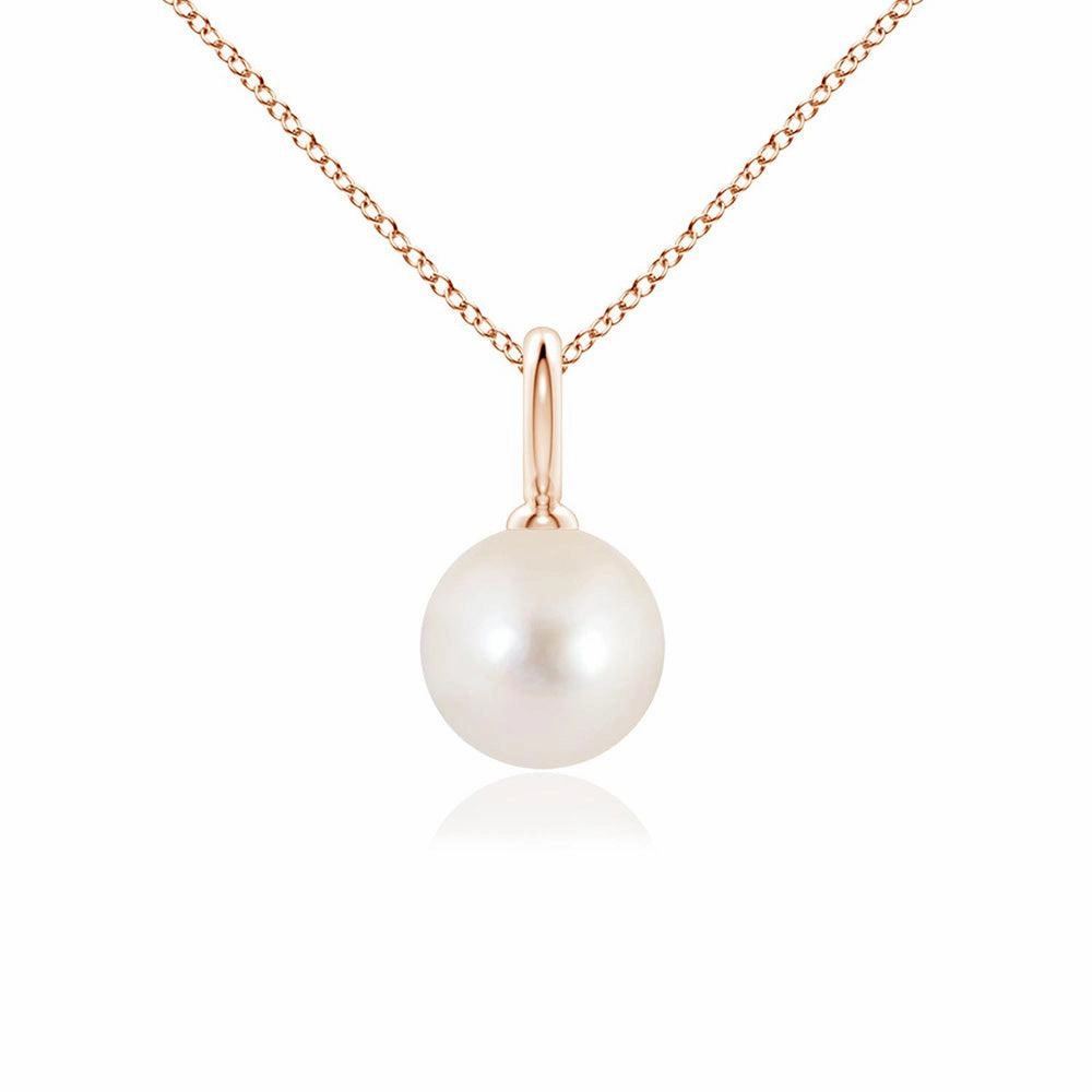 8mm Classic Freshwater Cultured Pearl Solitaire Pendant Shaped Precision Polished Shape