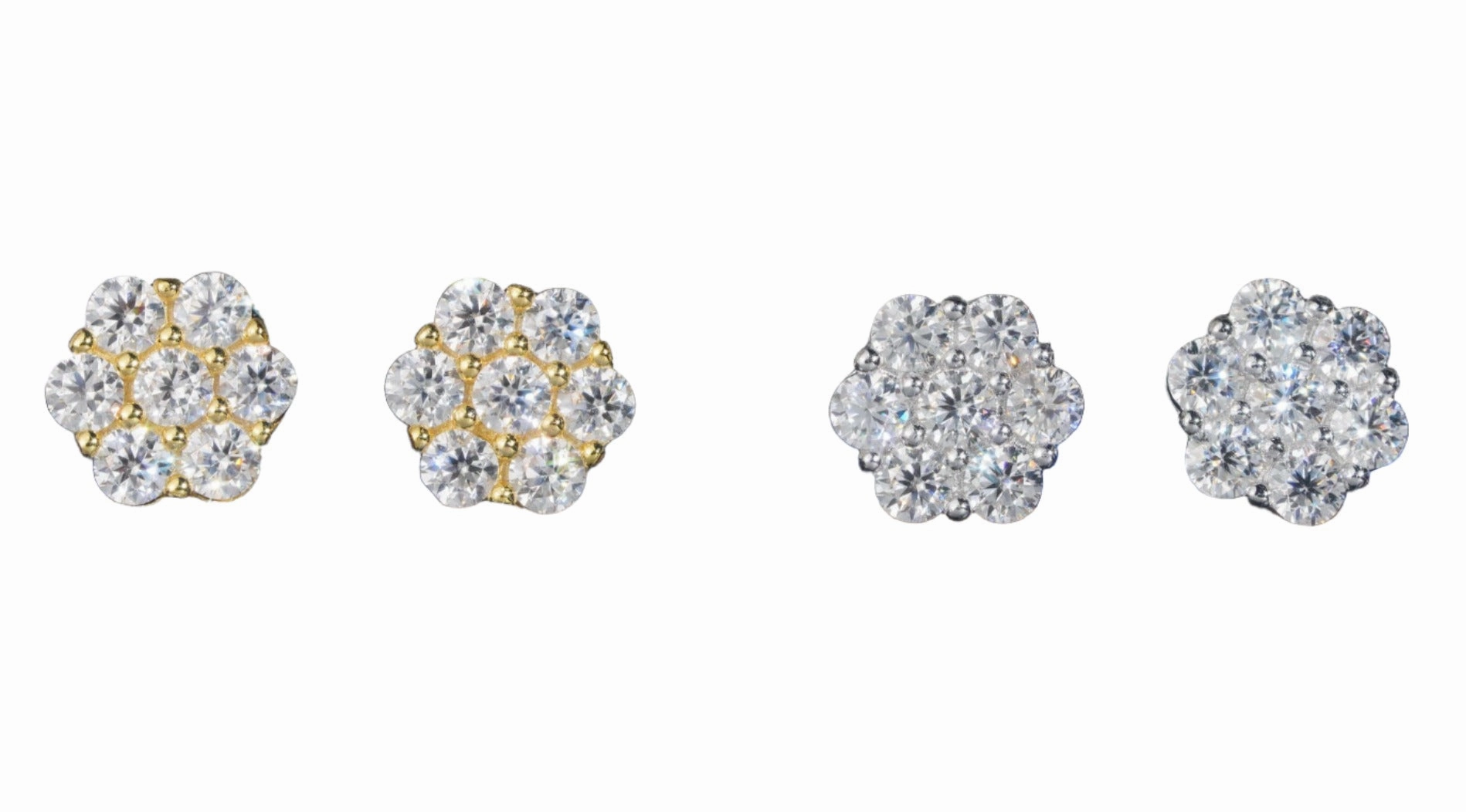 8mm Diamond Cluster Earring Studs | S925 | Moissanite Office Style Finest Accent