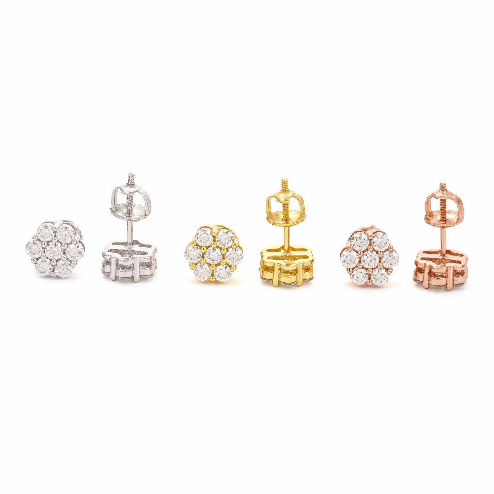 8mm Diamond Cluster Earring Studs | S925 | Moissanite Dazzling Detail