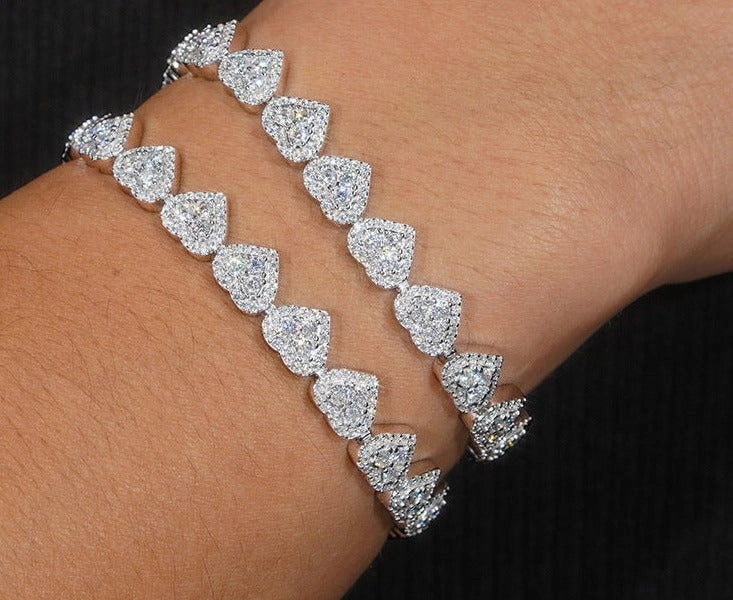 8mm Iced Out Heart Bracelet or Necklace | S925 | Moissanite Alluring Design