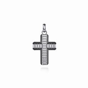 Radiant Pieces Subtle Glamour 925 Sterling and Titanium Cross Men's Pendant