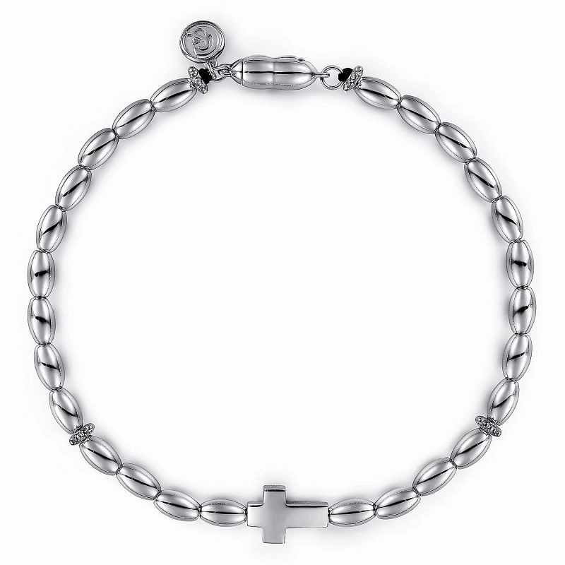 Refined Shape Fresh Design 925 Sterling Silver Beaded Cross Bracelet