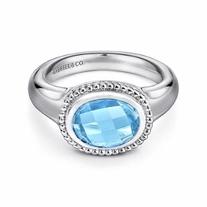 Polished Feature 925 Sterling Silver Bujukan Blue Topaz Signet Ring