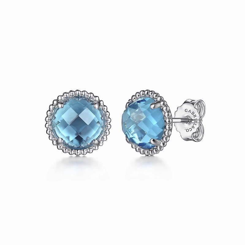 Chic Evening Impressive Accent 925 Sterling Silver Bujukan Blue Topaz Stud Earrings