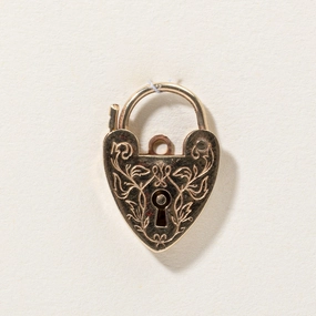 Bold Craftsmanship 9k Yellow Gold Heart Lock Charm