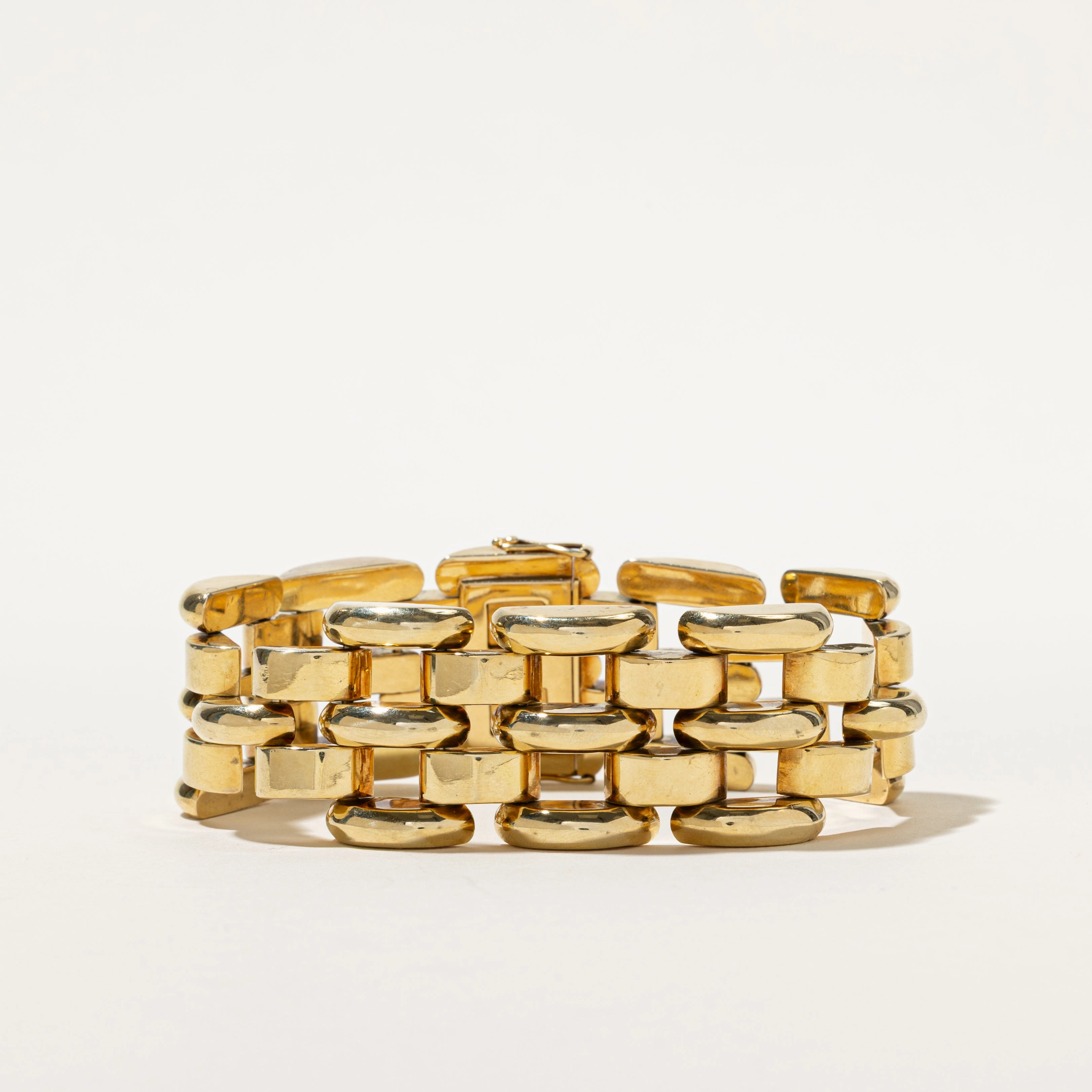 'Birks' 14k Yellow Gold Panther Link Chunky Bracelet | 7.5" Refined Accent