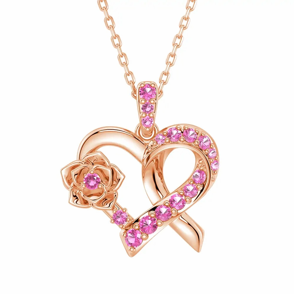 "Blossom Of Hope" Breast Cancer Awareness Pendant Necklace Timeless Contour Gentle Spark