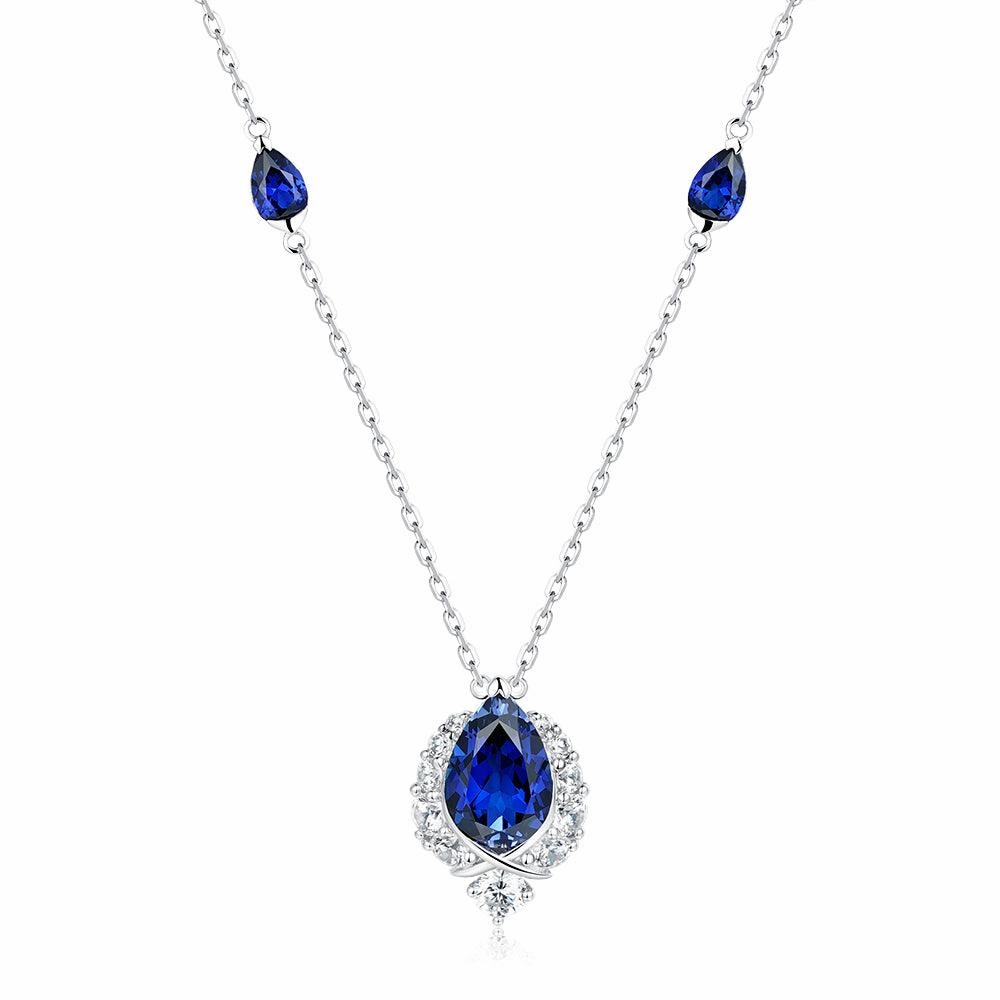 Radiant Touch Pieces Luxe Lookbook "ENDLESS BLUE" 5.41 Ctw. Pear Shaped Sapphire Necklace