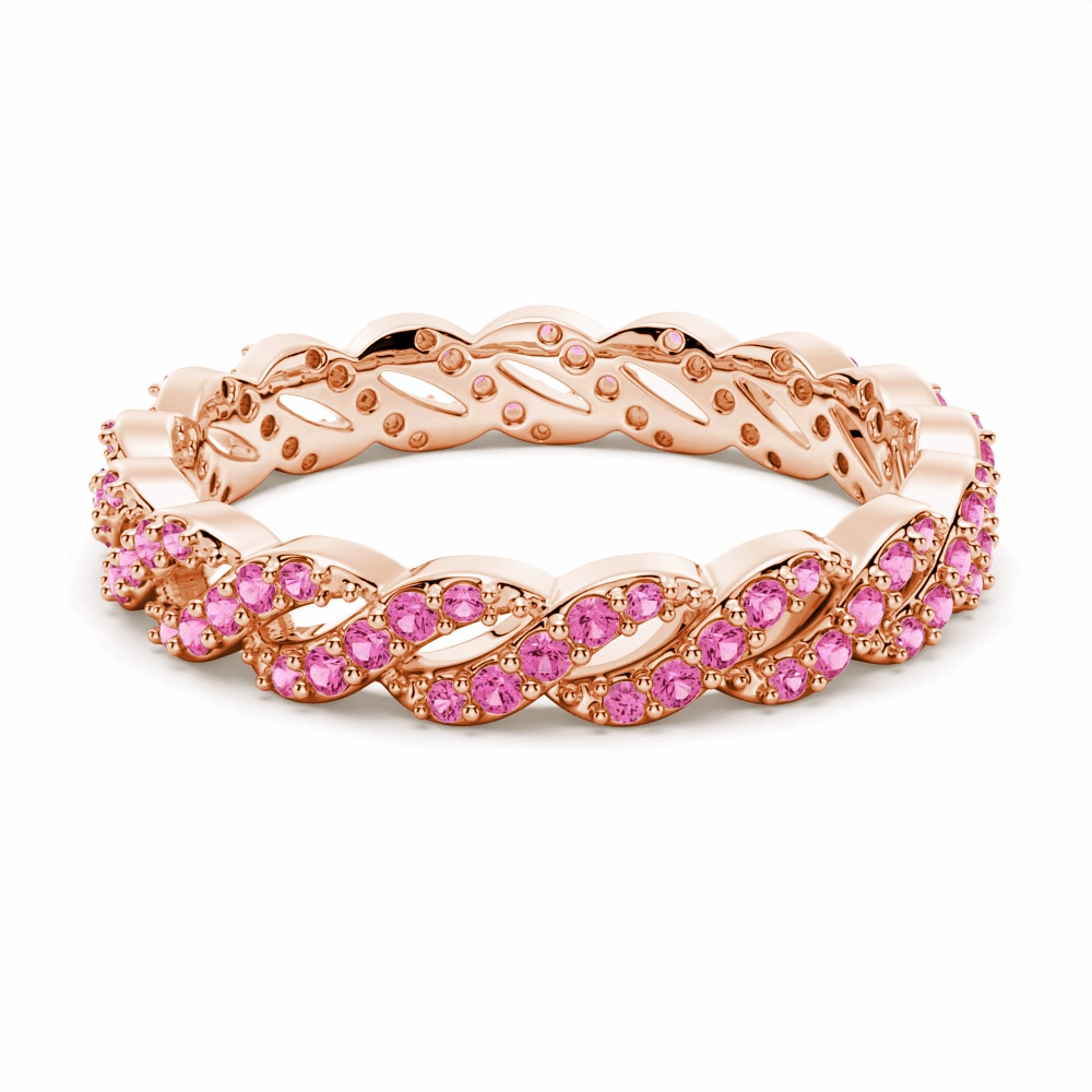 "Infinite Hope" Pink Sapphire Ribbon Eternity Band Signature Style Weekend Sparkle