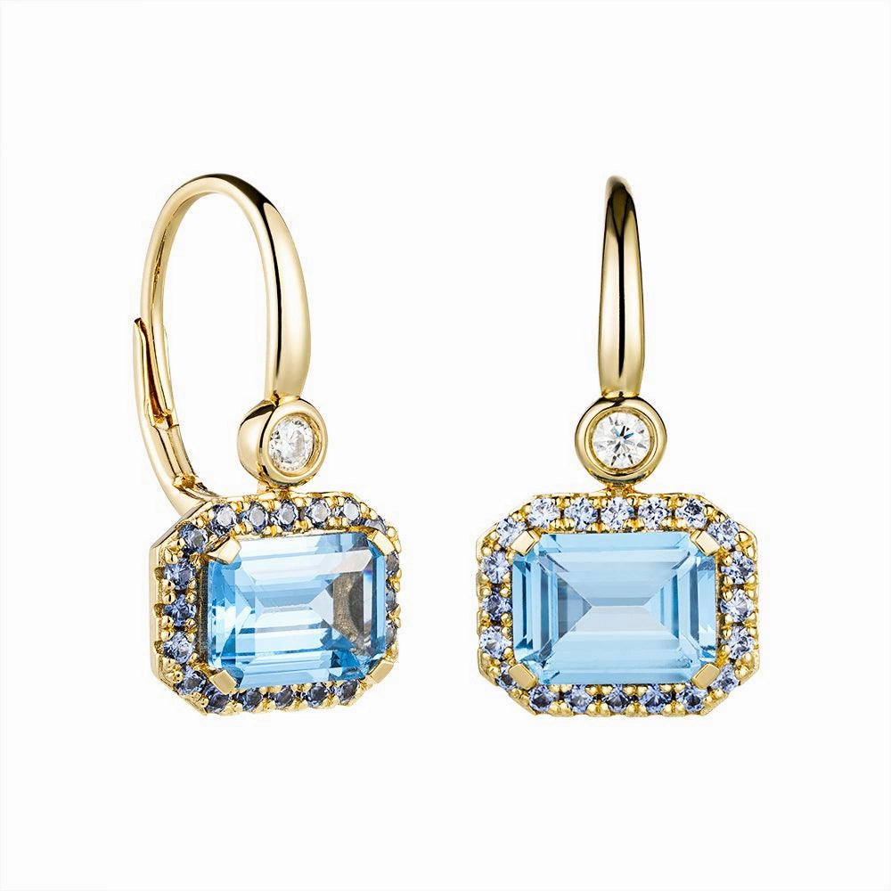 "Seaside Serenity Defender" Aquamarine and Sapphire Earrings Effortless Finish