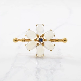 'Wordley, Allsopp, and Bliss' Vintage Sapphire & Moonstone Brooch | 0.13ct, 10.50ctw | Exquisite Style Glam Mode