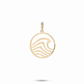 Glam Focus Sculpted Shape Abstract Nalu Pendant in Gold - 22mm