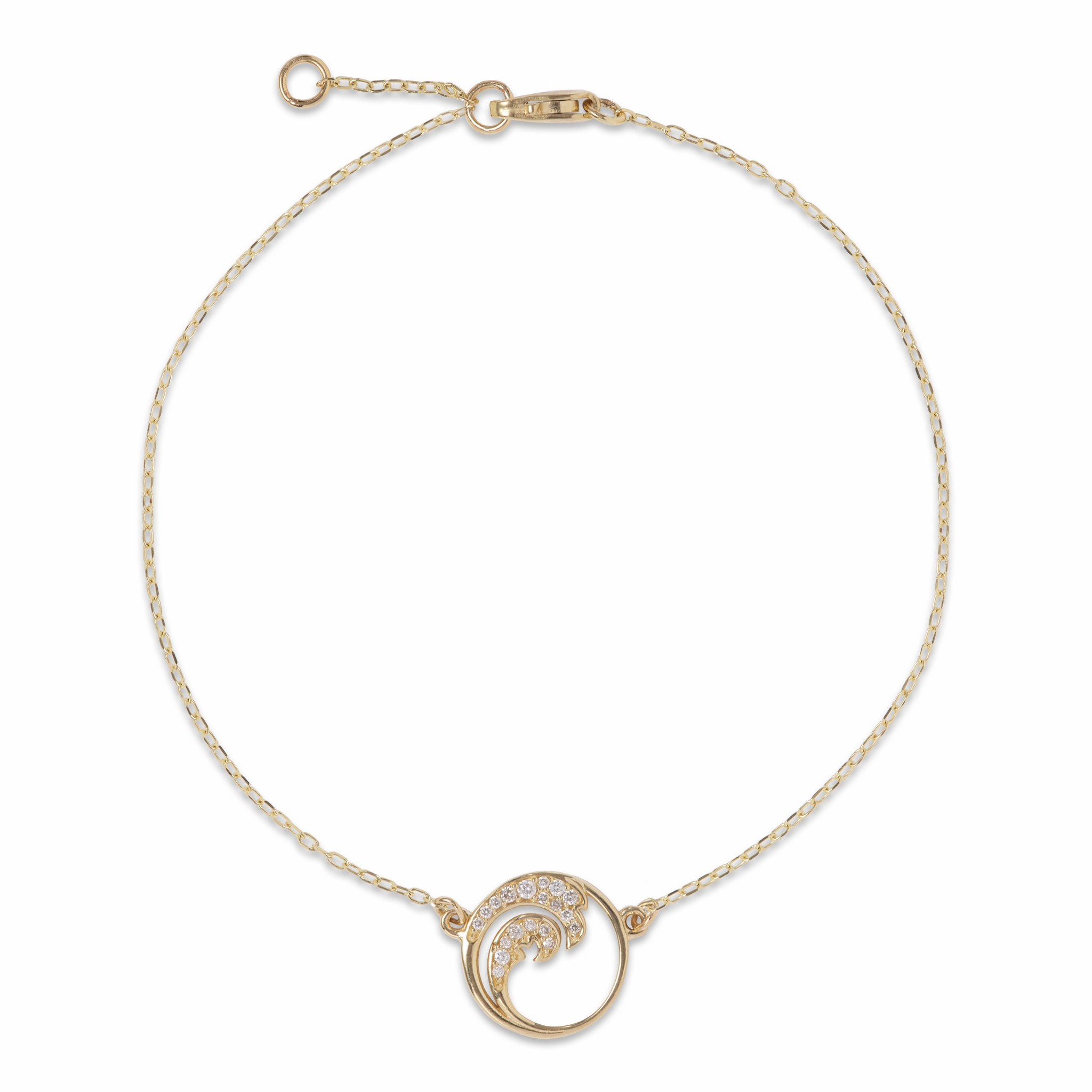 Enchanted Sparkle Sunset Look Adjustable 7-7.5" Nalu Bracelet in Gold with Diamonds