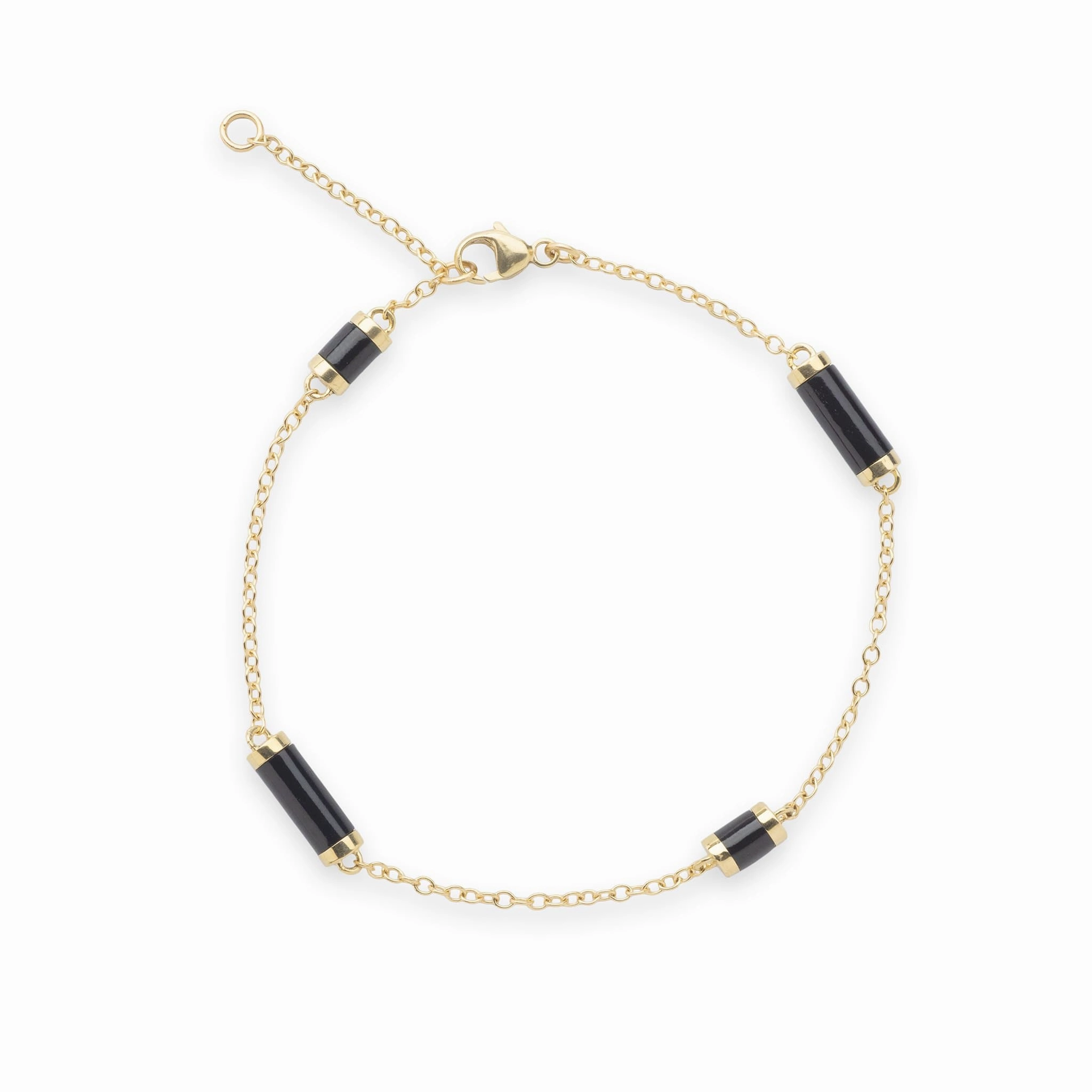 Adjustable 7-7.5" Ocean Chimes Black Coral Bracelet in Gold Shiny Accent True Accent