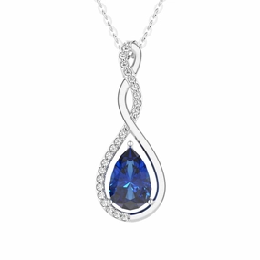 Urban Favorite Special Style 1.61 CT. Twisted Infinity Floating Blue Sapphire Drop Pendant