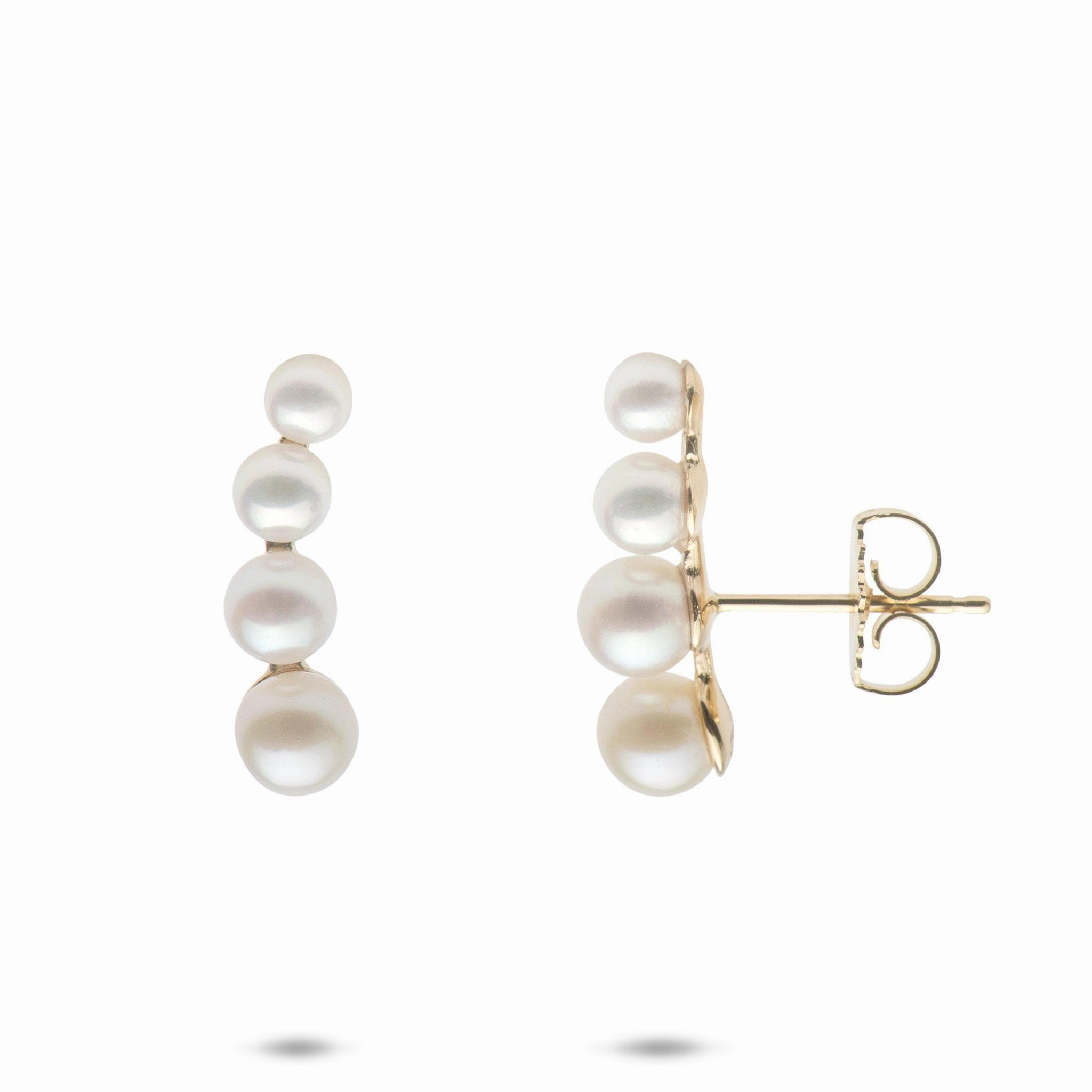 Akoya & Freshwater White Pearl Earrings in Gold - 3.5-6mm Casual Fit Chic Silhouette