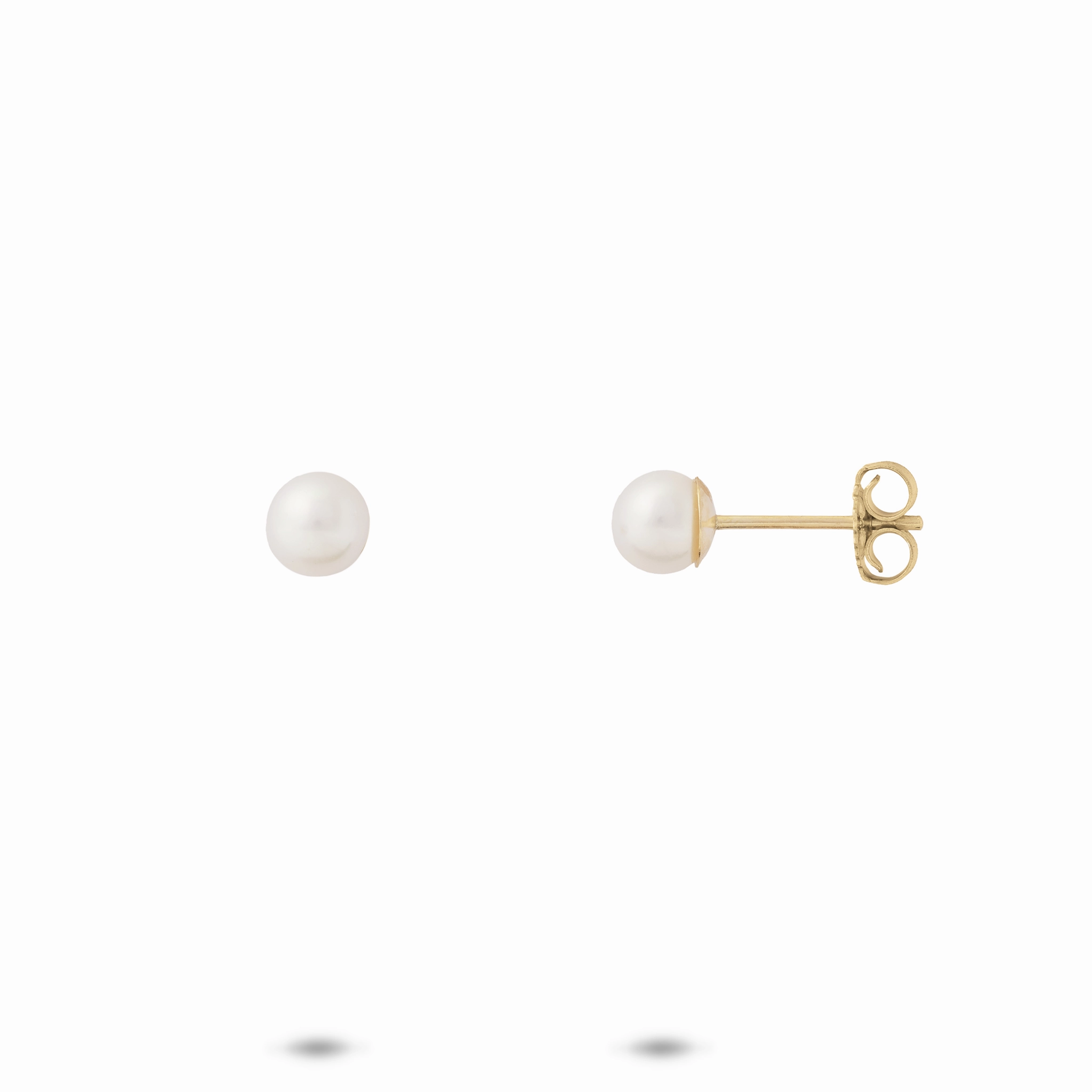 Akoya White Pearl Earrings in Gold - 4.5-5mm Distinctive Shine Classic Attire