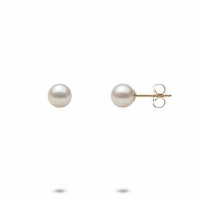 Elegant flair Akoya White Pearl Earrings in Gold - 6-6.5mm