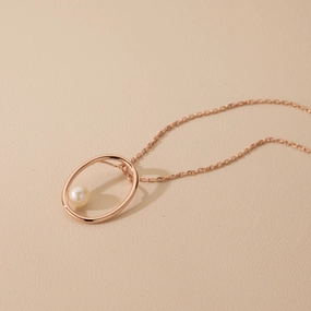 Freshwater Cultured Pearl Gravity Circle Pendant in Sterling Silver Exquisite Accent All Day Wear