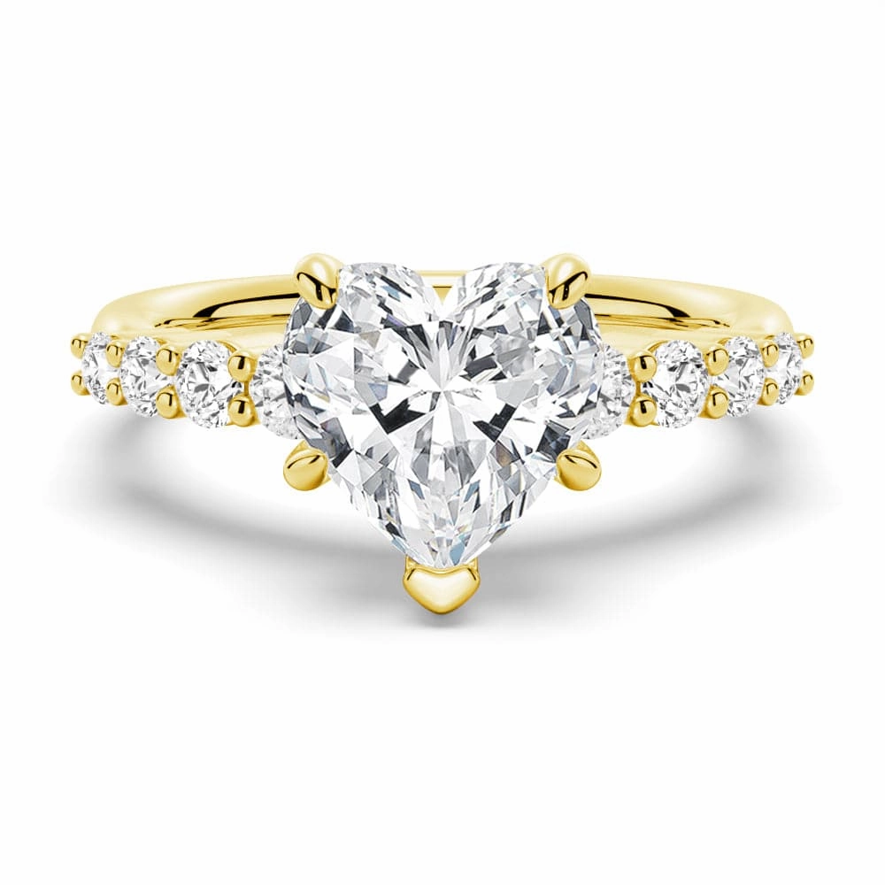 Classic Shared Prong Heart Shaped Moissanite Engagement Ring Sleek Outline Artisan Detail