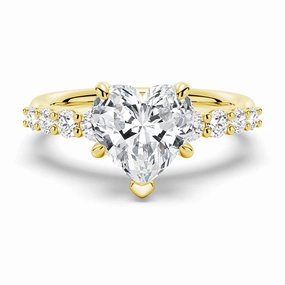 Elegant Piece Classic Shared Prong Heart Shaped Moissanite Engagement Ring
